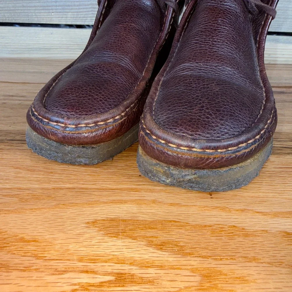 Clarks Originals Men's 10 Chukka Boots Wallabee Dark Brown Pebbled Leather Crepe